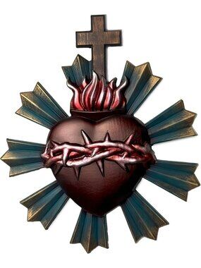 Hand-Carved Sacred Heart Wooden Wall Decor - Religious Art, Catholic Home